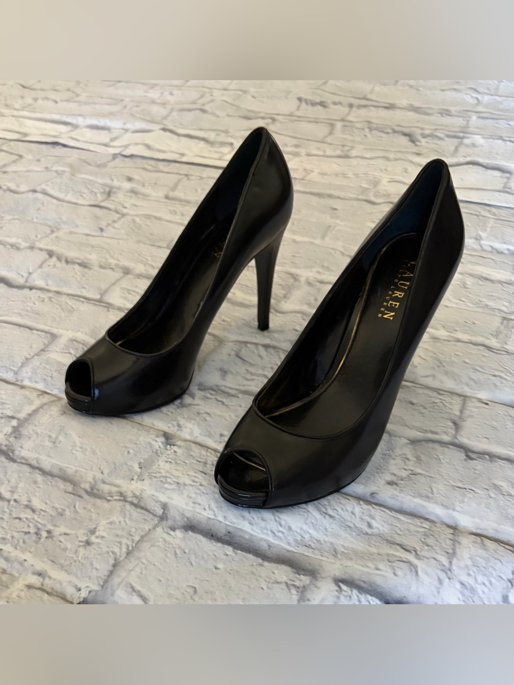 Lauren Ralph Lauren Black Peep-Toe High Heel Pumps